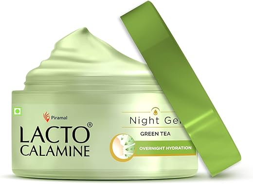 Lacto Calamine Green Tea Night Gel Moisturizer For Women | 50g x Pack of 1 | Night Cream For Oily Skin with Niacinamide & Glycolic Acid | Overnight Hydration | Sulphate &…