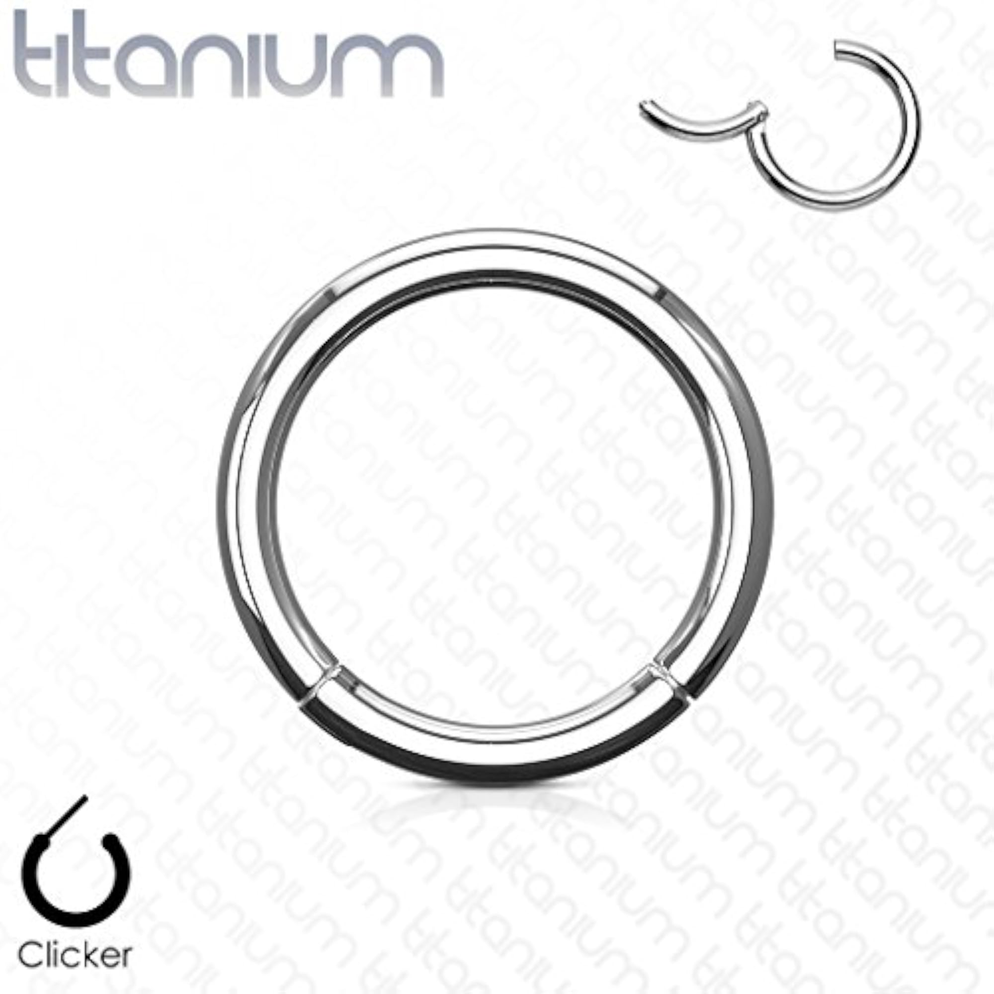 Grade 23 Solid Titanium Hinged Seamless Septum Clicker Ring