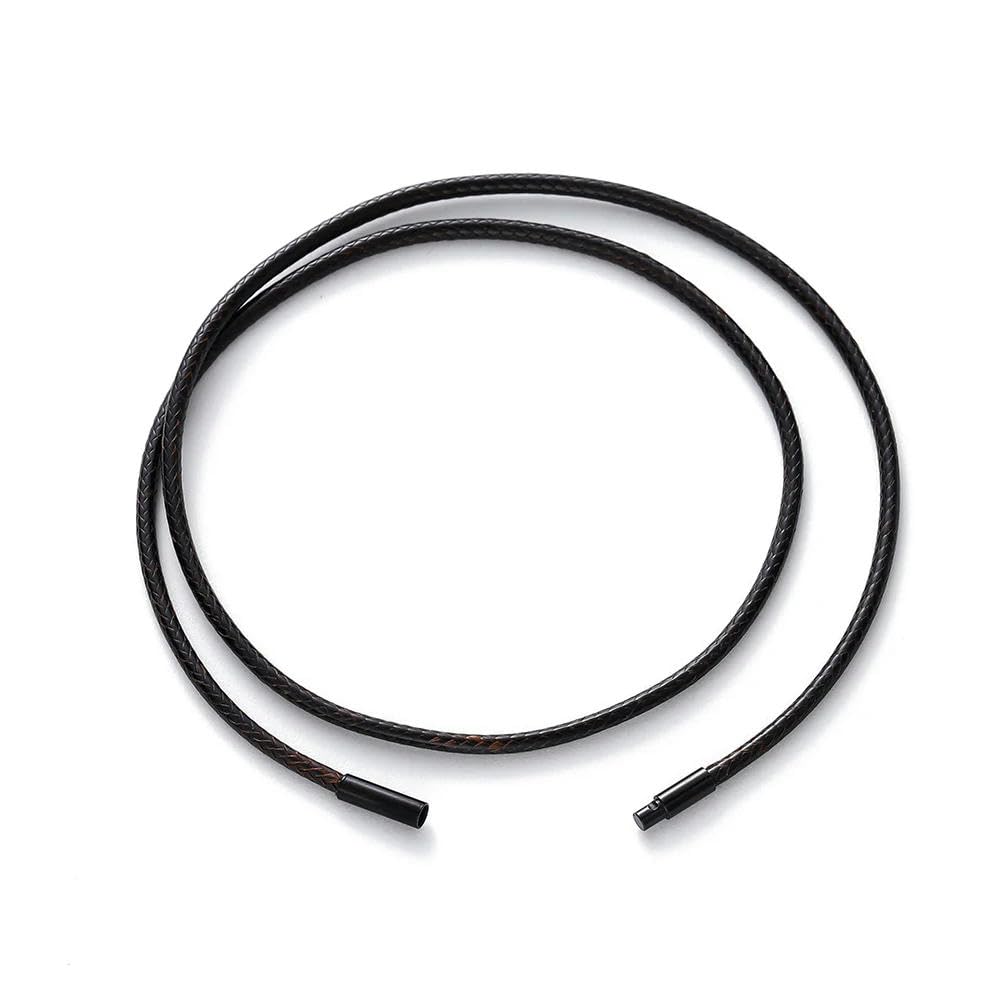 LYVQZPWLRuna collana di cera, Cordino in pelle intrecciata nera e marrone da 45/50/60 cm, cordino in cera fai da te, for realizzare gioielli con ciondolo, collana, chiusura in acciaio.(Coffeeblack,45c