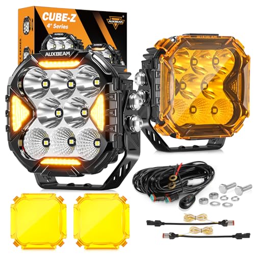 Auxbeam Cube-Z Series 4" Led Pods Lights with Amber Covers, 112W ...