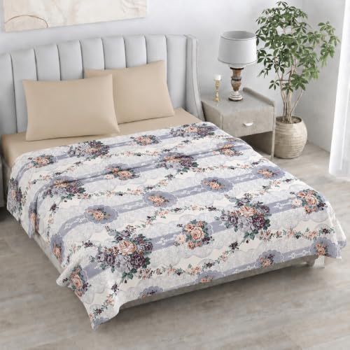 Image of Super Premium Quilt Cover Double Bed with Zipper Blanket Cover /rajai Cover /Comforter Cover /Duvet Cover King Size Soft Cotton Skin Friendly Stuff 90x100 Inches, White & Blue | TC - 300