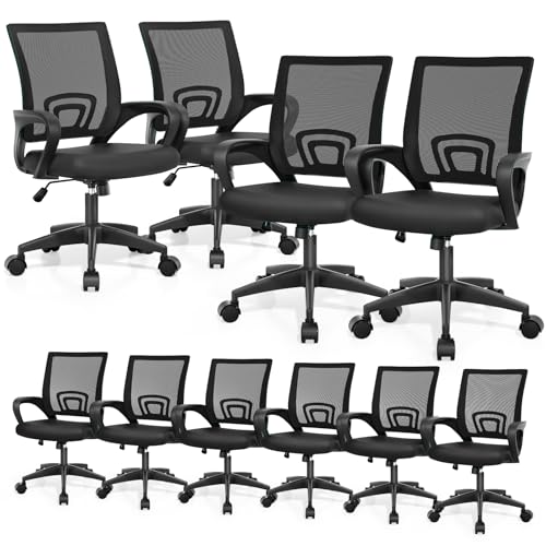 Magshion Ergonomic Office Chair 10 Pack, Mid-Back Mesh Desk Chair, Adjustable Swivel Computer Chair...