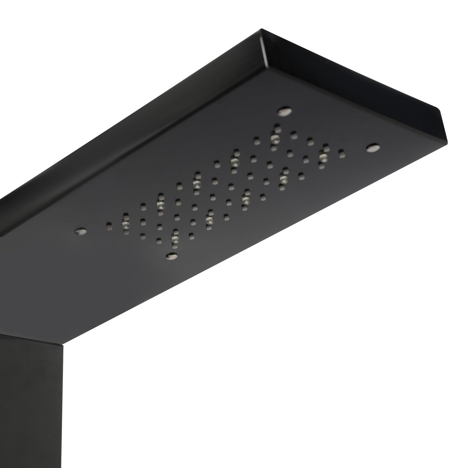 Panel de ducha con grifo, columna de ducha con iluminación LED, 3 chorros de masaje, sistema de ducha multifuncional de acero inoxidable, ducha de mano y ducha cascada (negro)