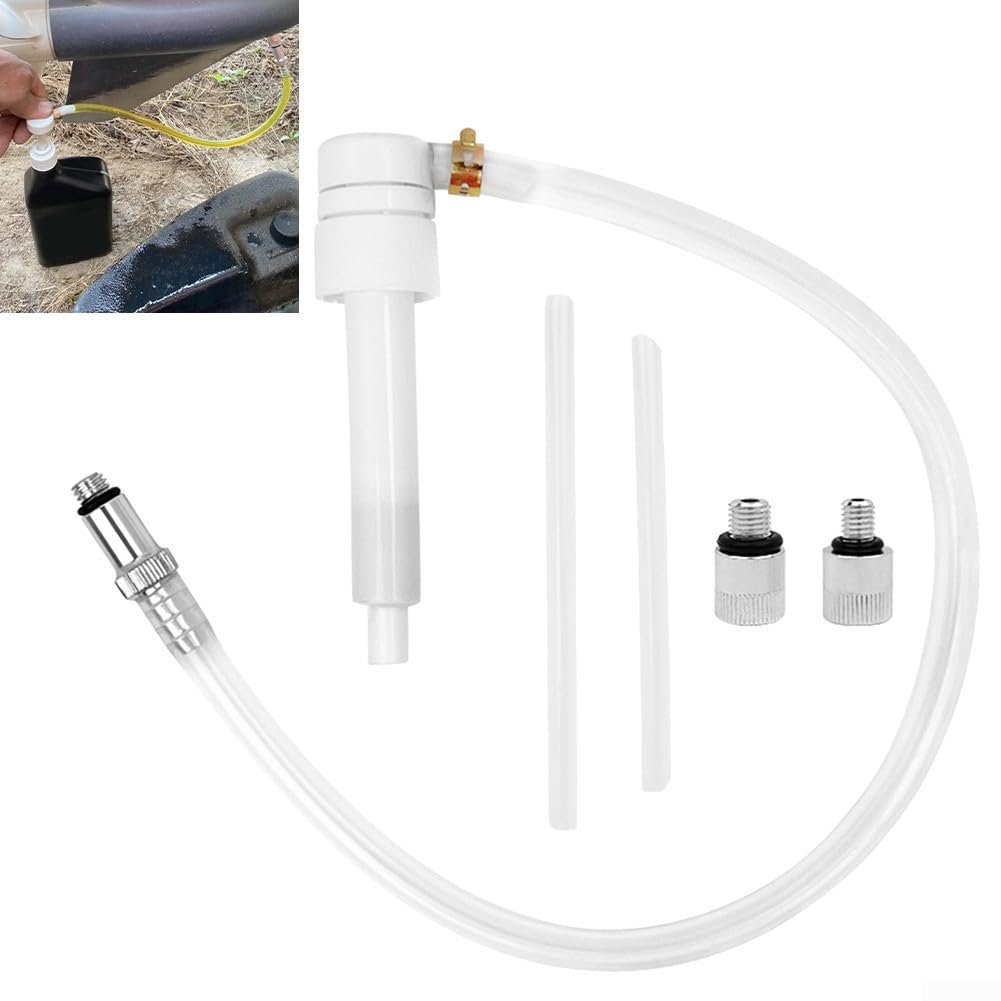 Eawfgtuw Kit pompa olio ingranaggi motore fuoribordo marino inferiore con adattatore girevole in metallo da 3/8", raccordi da 8 mm e 10 mm, 2 tubi di aspirazione per bottiglie standard da quart, 8 CC
