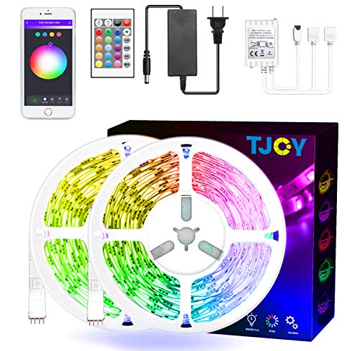 50ft TJOY WiFi Smart LED Strip Lights,RGB 5050 LED,16M Color,Work with Alexa/Google Home,Music Lights,app Control,for Ceiling,Room,TV,Cupboard,Bedroom,DIY Decoration,Party,Festival,Christmas,2x25ft