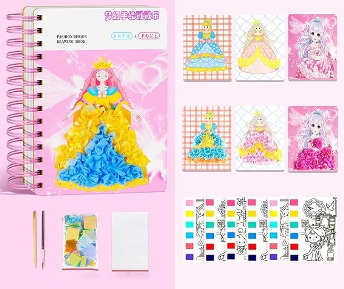 AKCredible Fashion Design Drawing Book for Girls, Creative Puzzle Puncture Painting, Princess Dress Up Coloring Sticker Book with Watercolor Painting, Stickers, Poking, DIY Craft Kit for Girls Age 3-8 (B0CK2GZQ3S) Amazon Price History, Amazon Price Tracker