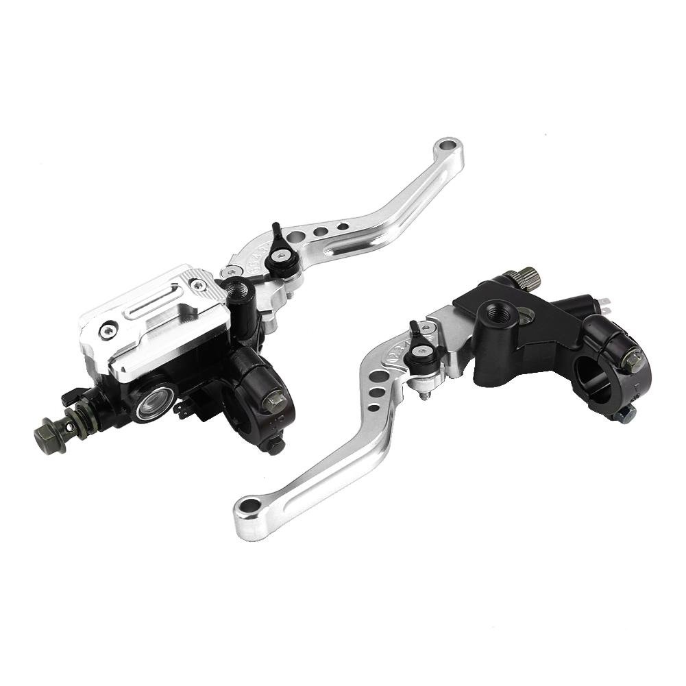 2pcs Leviers de Frein et d’Embrayage Réglables, Keenso 7/8 "Frein de Moto Universel Leviers de Réservoir de Maître-cylindre d’Embrayage pour Moto(Silver)