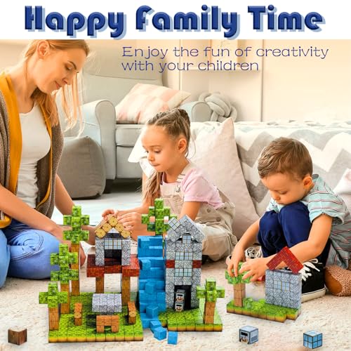 Magnetic Blocks-Build Mine Magnet World Sets,106Pcs Magnetic Tiles for Boys Girls Age 3-5 4-8 ,2.5CM Montessori Sensory Fidget Cubes Construction Toys for Kids 5-7,Kids Games Gift for 6-12 Years Old