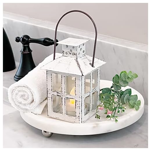 23+ Cozy Fall Coffee Table Decor Ideas You’ll Love 6 Kate Aspen Rustic Farmhouse Decor White Candle Holder Lantern Decorative (5 Inch), Wedding Decoration, Centerpiece Table Decorations, Home Decor, Shelf Decor, Fireplace Lantern
