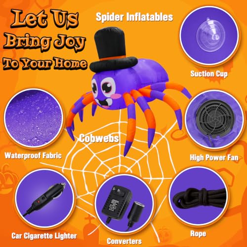 Halloween Trunk or Treat Car Decorations Kit Inflatable Spider with LEDs - image 5