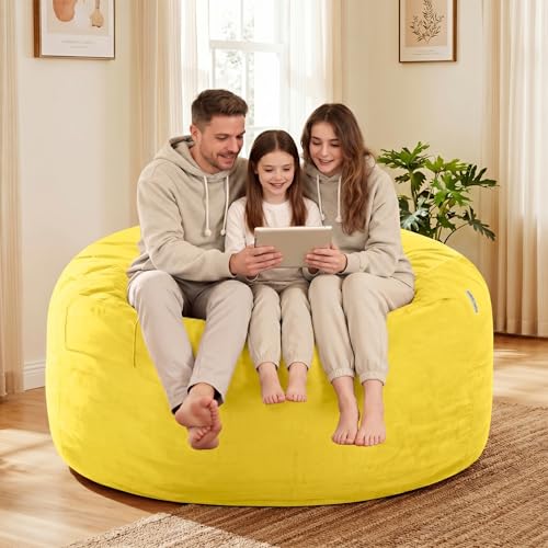 Image of HABUTWAY Bean Bag Chair: Giant 5' Memory Foam Furniture Bean Bag Chairs for Adults with Microfiber Cover 5Ft(Mustard)