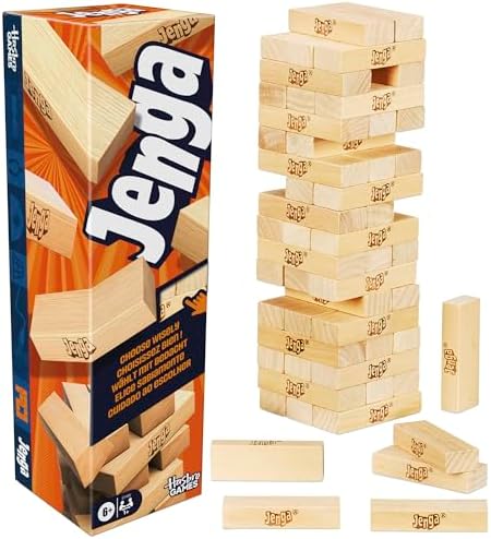 Official Hasbro Games Jenga Game | Digital Die for 6 More Ways to Play | Original Wood Block Game | Stacking Tower | Ages 6+ | 1+ Players | Party Games | Kids Official Hasbro Games Jenga Game | Digital Die for 6 More Ways to Play | Original Wood Block Game | Stacking Tower | Ages 6+ | 1+ Players | Party Games | Kids