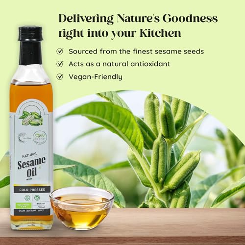 Image of Natural Cold Pressed Sesame Oil 500ml, White, High in Vitamin E, D & K