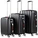 Lot de 3 valises rigides Noires M L XL 4 Roues 360° Poignée télescopique Verrou à Combinaison Set de Voyage Bagagerie