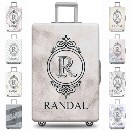Personalized Letter Monogram Initial R Luggage Cover Floral Pattern Suitcase Cover Elastic Washable Travel Suitcase Protector 9 Style Fits 18-32 Inch