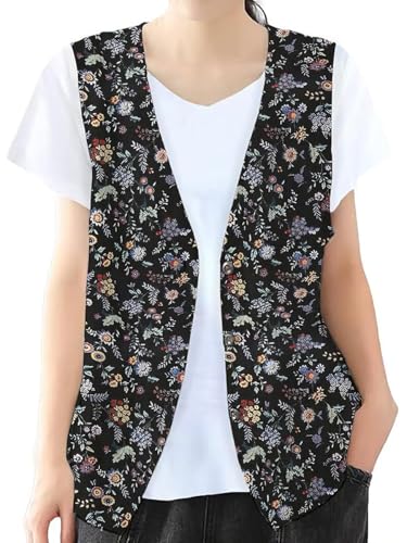 IDEALSANXUN Floral Vest Women 2025 Spring Summer Casual Sleeveless Blazer