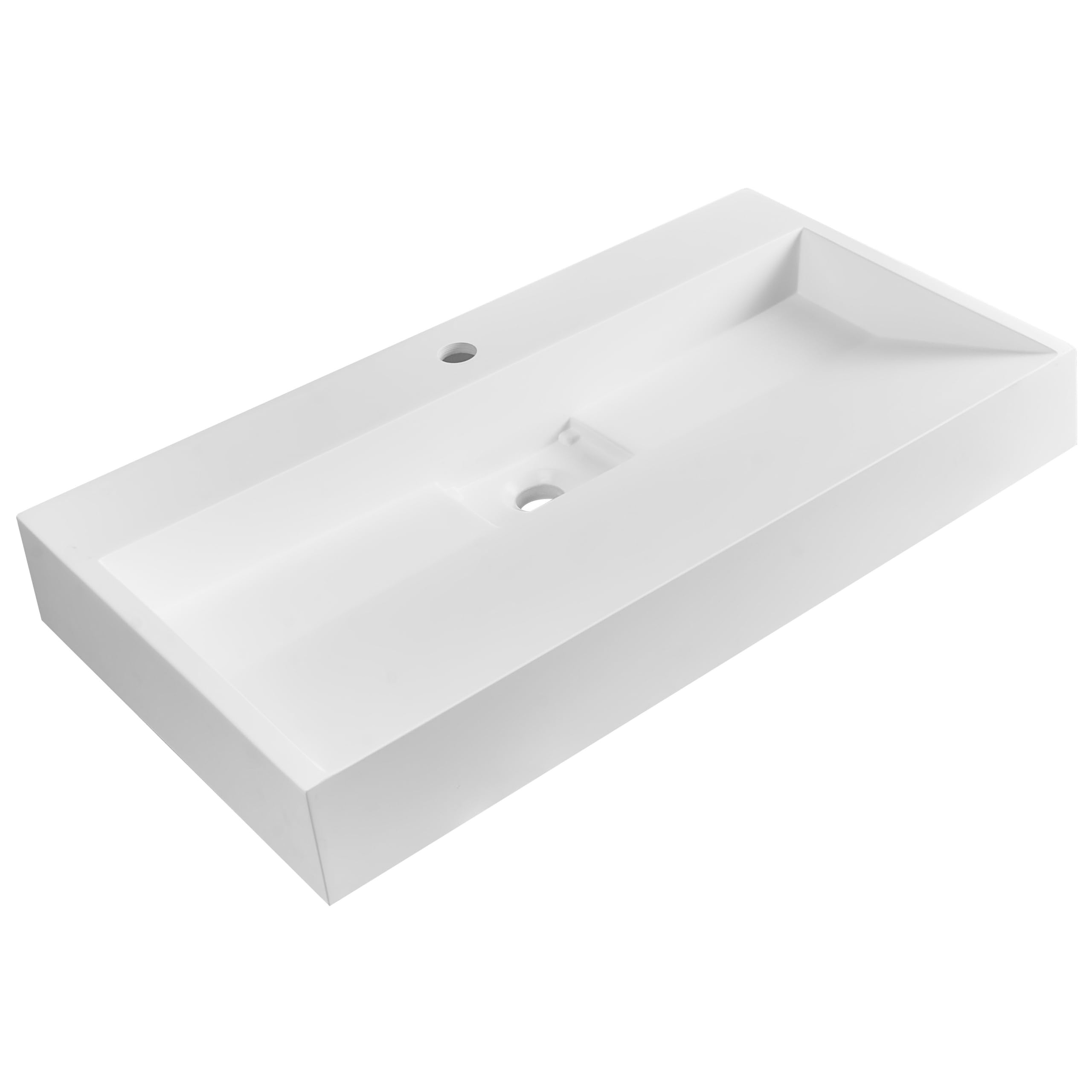 Lavabo suspendido de pared clásico rectangular fundición mineral acabado mate 80 x 46 cm blanco Quenko
