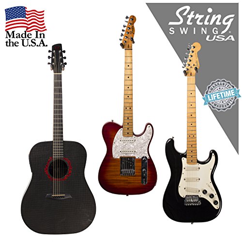 String Swing Guitar Hanger - Holder For Electric Acoustic And Bass Guitars - Stand Accessories Home Or Studio Wall - Musical Instruments Safe Without Hard Cases - Black Heavy Duty Steel Bcc11K 2-Pack #TOP4