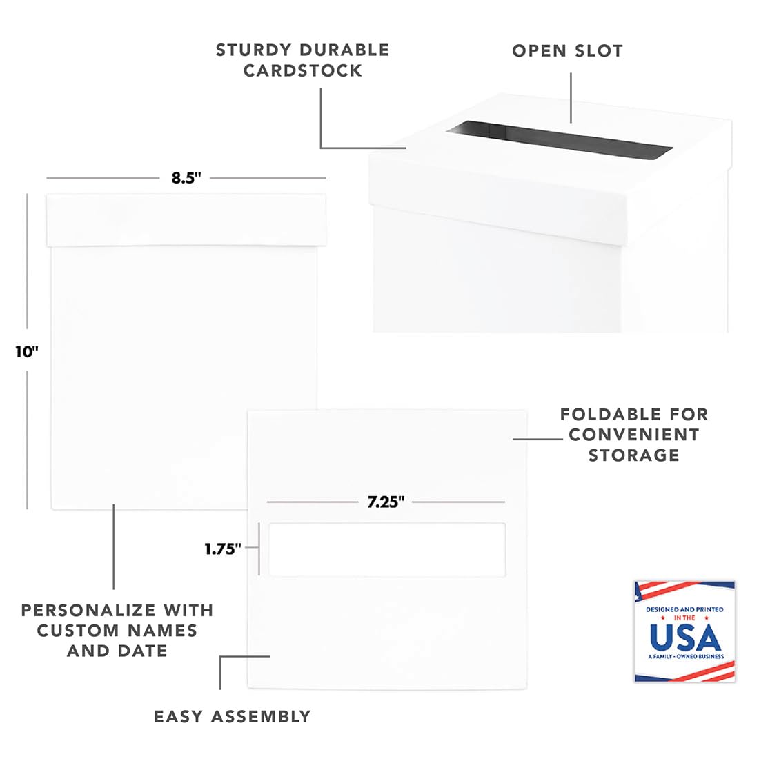 Andaz Press Sturdy White Personalized Wedding Day Card Box Geometric Greenery Custom Wedding Gift Boxes for Cards Personalized Card Box 10x10x10 Inches