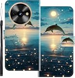 WUACYEAMING Custodia Compatibile con OUKITEL C59 PRO,con Slot Carte PU Pelle Portafoglio Libro Case Antiurto Bumper Motivo Magnetica Flip Protettiva Resistente delfino