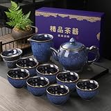 Chinese Gongfu Tea Set Porcelain, 9-Piece Adult Tea Set Afternoon Tea Pot Set, Gift Boxed Set Perfect for Tea Lovers