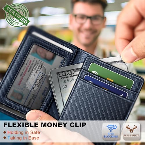 Image of BULLIANT Slim Wallet For Men 12Cards,Magnetic Flip Build-in Money Clip Airtag Compatible-RFID Blocking