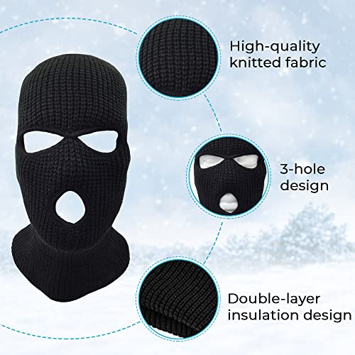 3 Hole Knitted Full Face Ski Mask Winter Balaclava Face Cover For Outdoor Sports (Purple) #TOP5