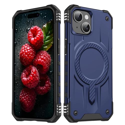 Coque magnétique pour iPhone 14 hybride et fine couleur bleue