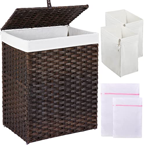 Greenstell Laundry Hamper with Lid, 90L Clothes Hamper with 2