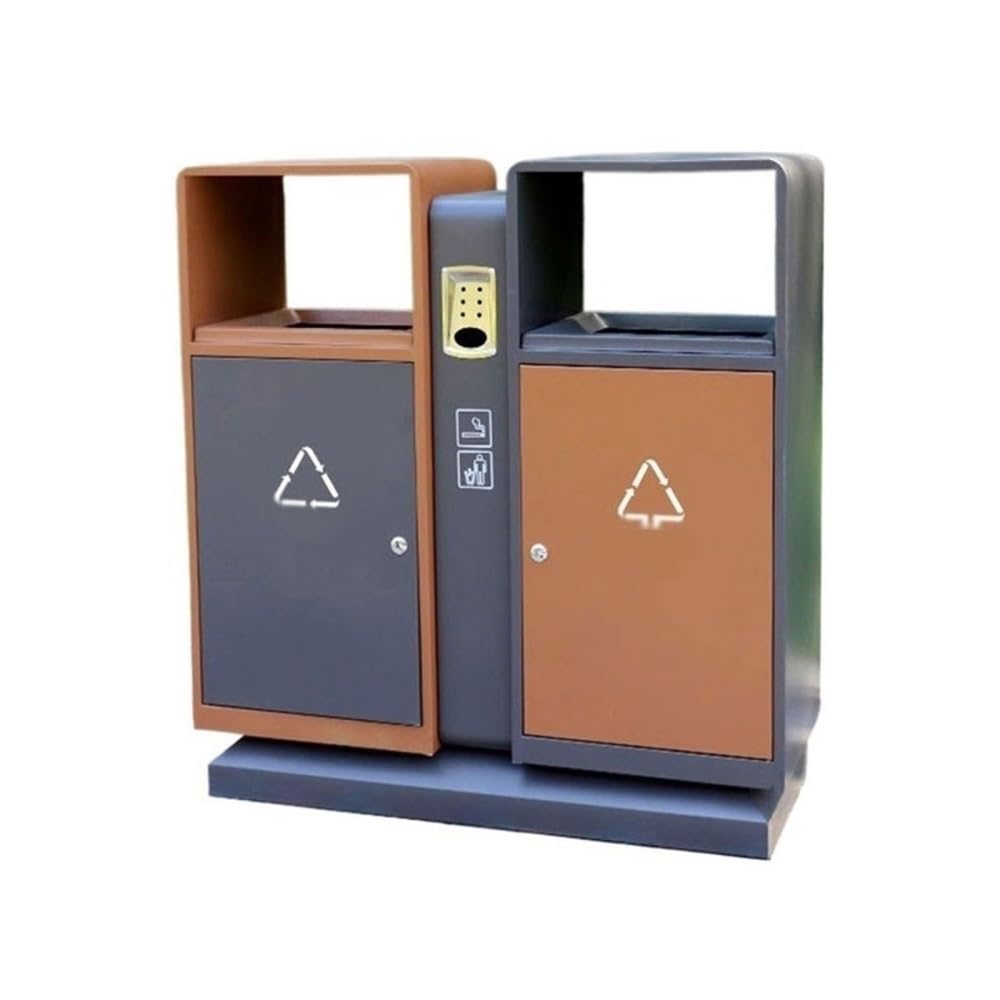 Outdoor Trash Can, Stainless Steel Garbage Can Outdoor Commercial Double Box Rubbish Bin