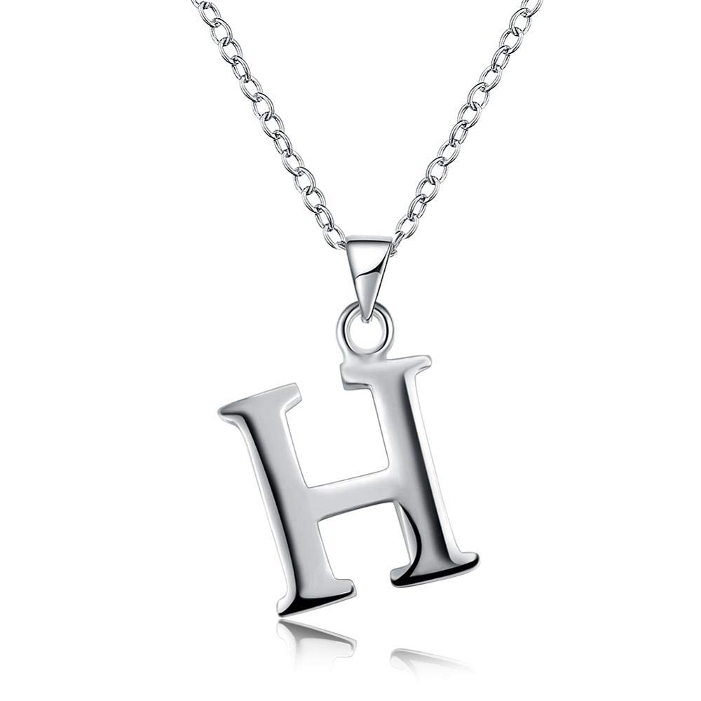 Buchstabe Halsketten Anhänger Alphabet Anfangskette 925 Sterling Silber Chokerhalskette für Damen Edlen Schmuck