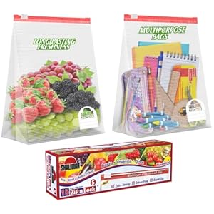 Shalimar Zip ‘N’ Lock Bag With Slider (Reusable) size (Small) ZipLock Bag/Vegetable Bag/Freeze Bag/MultiPurpose Storage Bag Pack of – 3 (45 Bags) Color – Natural