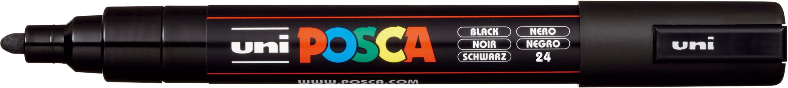 POSCA 205056 - Pennarello POSCA con punta rotonda medio-fine nero, 6 pezzi, PC-5M