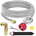 MEFUN 12 FT Braided Propane Regulator and Hose QCC1 Propane Adapter Hose Regulator for 20lb Tank with Elbow Adaptor