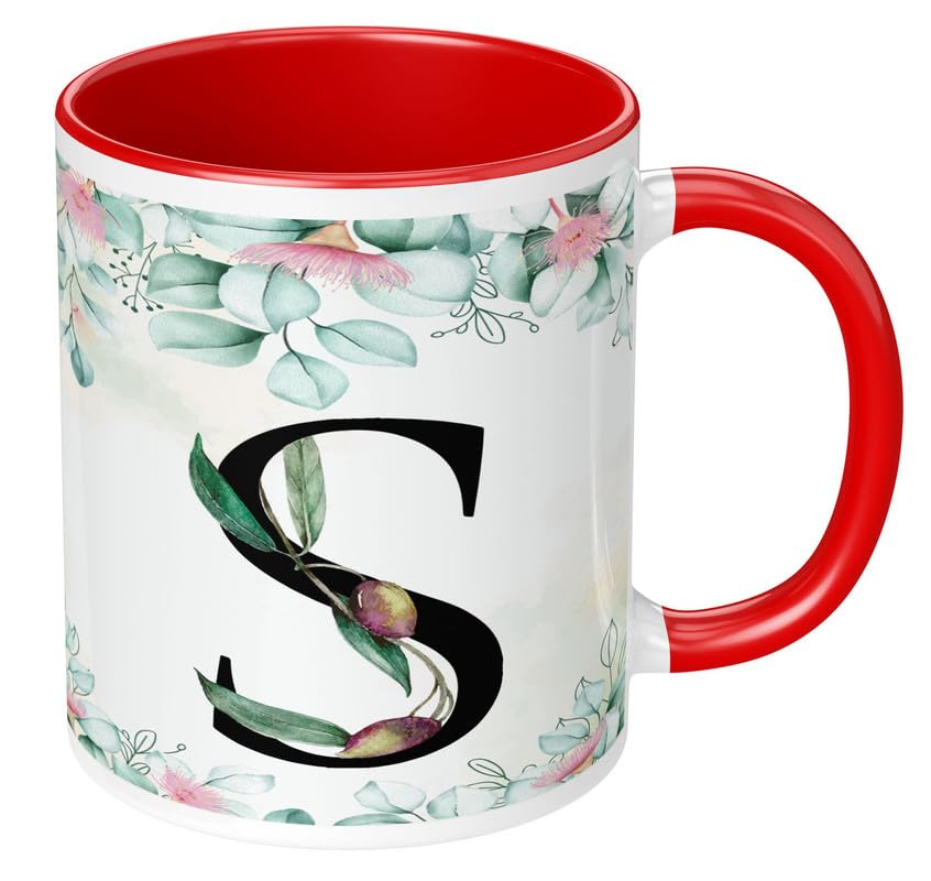 Buy PlanetXero Stylish Alphabet Letter S Floral Printed Coffee Mug