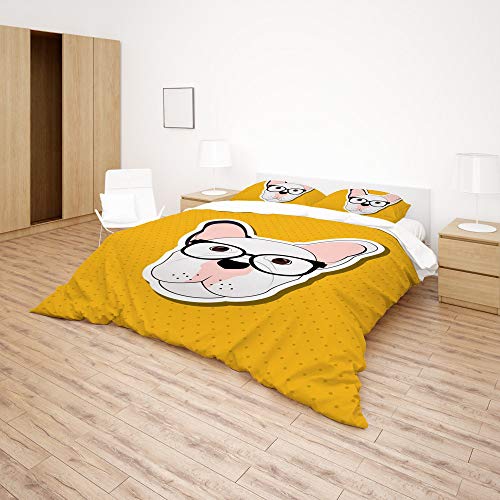 Parure de lit bouledogue français durable et résistant en microfibre de qualité - 5