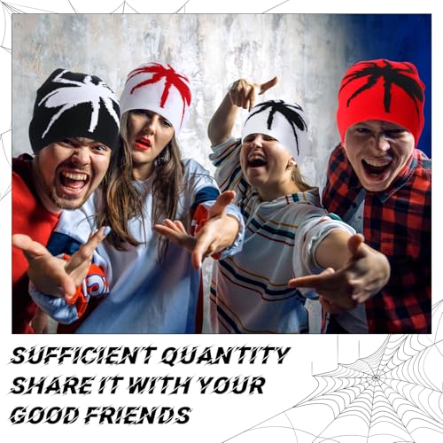 Image of Ramede 4 Pcs Y2k Beanie - Double Sided Graphic Beanies for Men and Women, Acrylic Knitted Y2k Hats Accessories