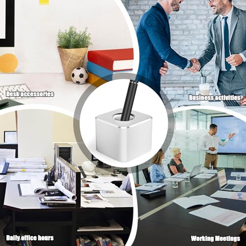 Betinyar 2 Stück Stifthalter, einzelner Stifthalter, Stiftehalter Basis für Schreibtisch, Stift-Organizer, Schreibtischzubehör, Zahnbürstenständer für Büro, Zuhause (Silber)
