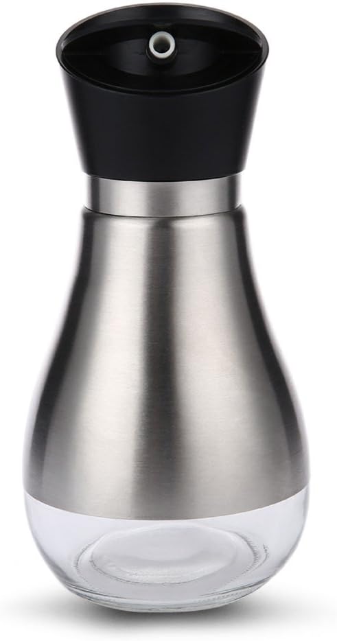 Jianle 400ml Stainless Steel Glass Oiler Leak-Proof Oil Honey Soy Sauce Vinegar Dispenser Bottle (Black)