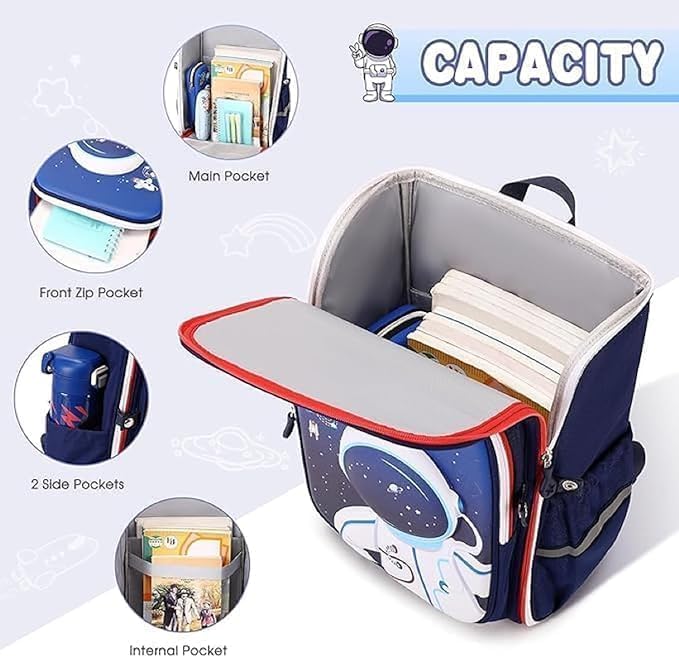Image of School Bag -Unicorn Astronaut Bags for Unisex 2-12 Year Stylish Durable Water-Resistant 3D Backpack Shoulder School Bags for Unisex Birthday Gift for children,School Bag.
