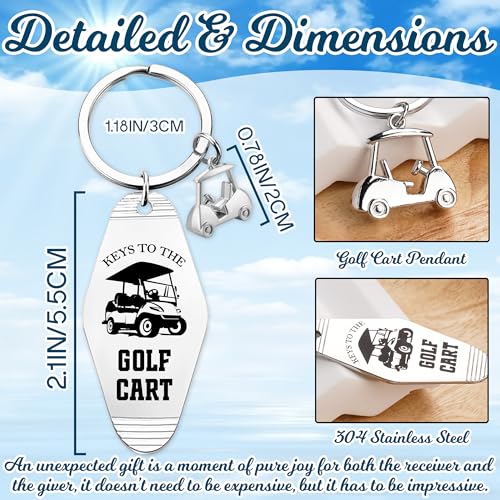 Image of Golf Cart Keychain for Women Men - Keys To The Golf Cart Accessories Retro Metal Keychains for Golf Lovers Players