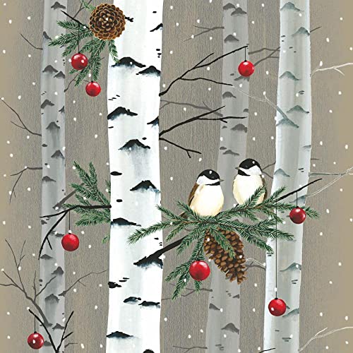 Christmas-Birch-Birds-Paper-Napkins-Bundle-of-2-Packages-Cocktail-and-Lunch-Size Christmas Birch Birds Paper Napkins Bundle of 2 Packages Cocktail and Lunch Size