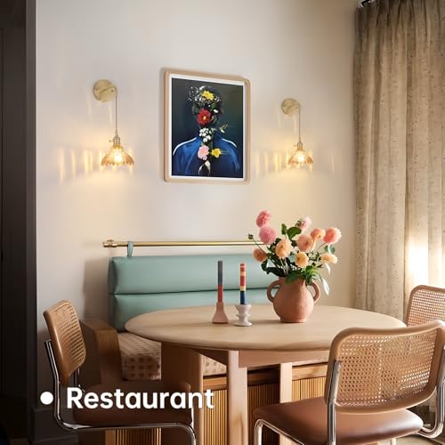 Image of Shenmoyl Vintage Wall Sconce with Amber Lily of the Valley Shade Pattern Glass Adjustable Chain Retro Gold Wall Mounted Light, Modern Wall Lamp Fixtures Decor for Bedside Bedroom Indoor Doorway