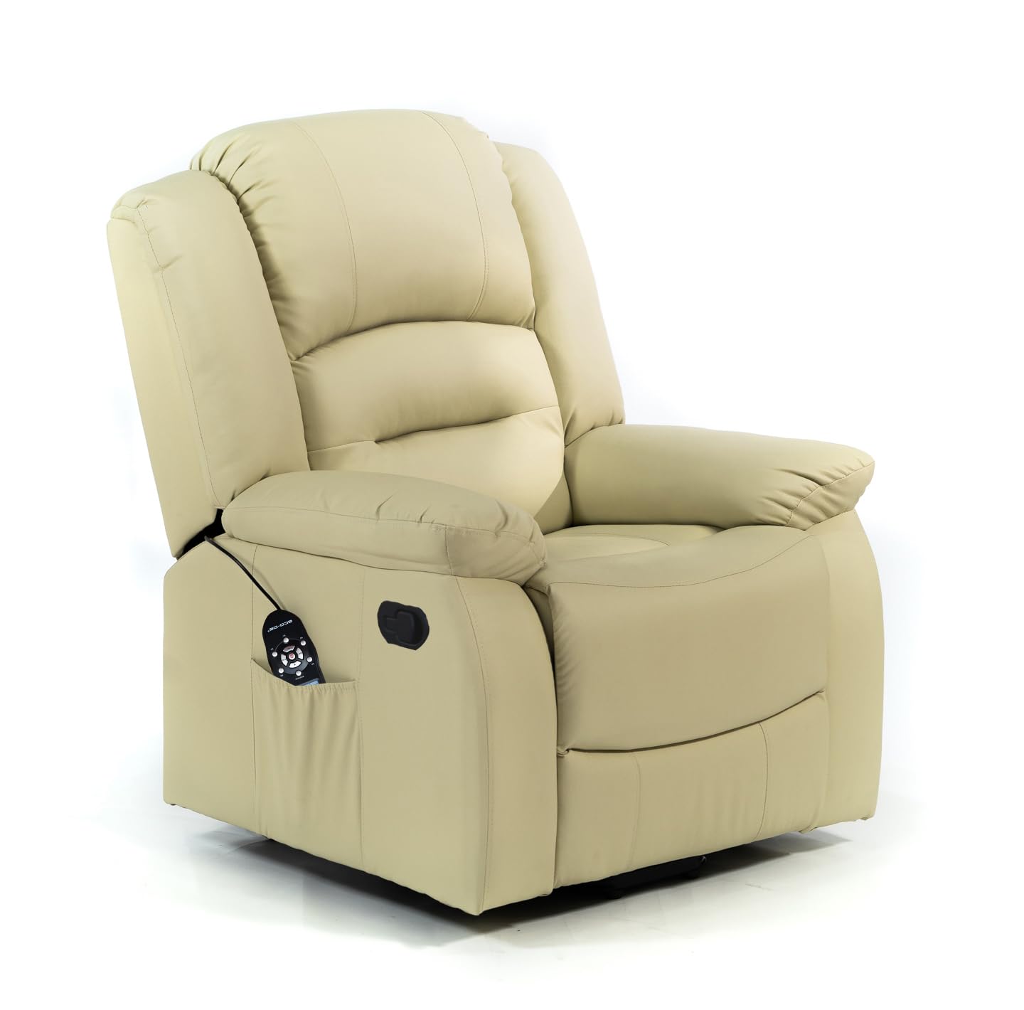 ECO-DE Fauteuil de Massage Maximum. 9 Programmes de Massage avec Chauffage Lombaire, Inclinaison Manuelle, 10 Vibromoteurs. Style Contemporain, Matière Simili Cuir, Couleur Beige