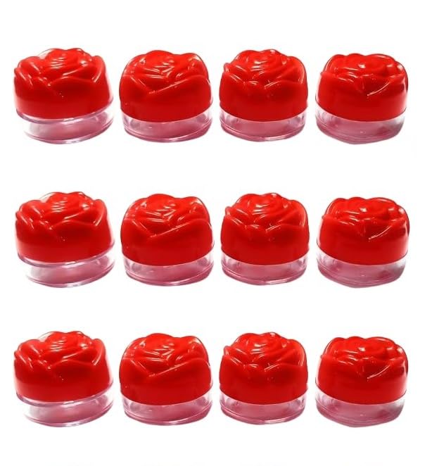 Shree MAHA Mini Cream Jar, 10ml Cosmetic Flowered Shape Screw Jar - Refillable Leak-Proof Travel Dispenser for Makeup, Face, Body, Hand Cream - Pack of 12 PCS, Red-image-35