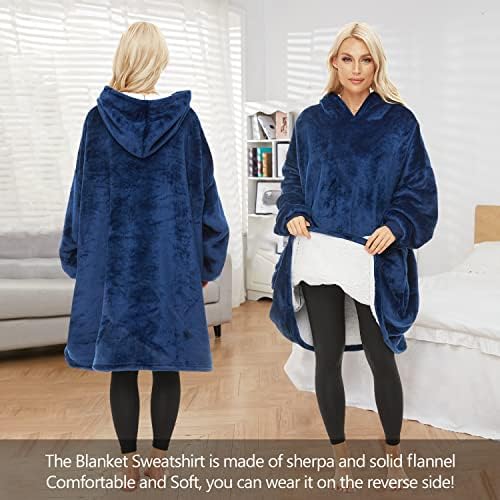 Lushforest Blanket Sweatshirt,Oversized Hoodie Wearable Blanket,Soft Warm Comfortable Giant Front Pocket for Men Women Teens Friends
