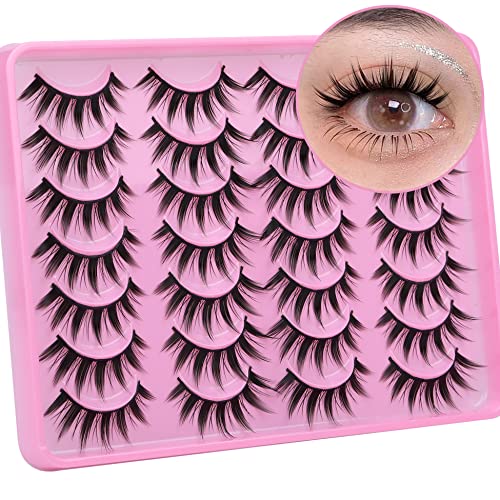 ALICE Manga Lashes Spiky Thick Anime Eyelashes Asian Japanese Style Cosplay Lashes Fluffy False Eyelashes Natural Look Cat Eye Fake Lashes 14 Pairs Pack