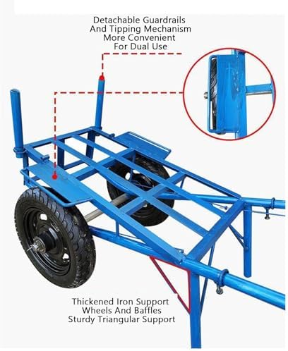 Heavy-Duty Plant Transport Cart with Wheels, 400kg Load Capacity, Detachable Two-Wheeled Hand Truck with Brakes, Garden Carts for Easy Moving (Blue)