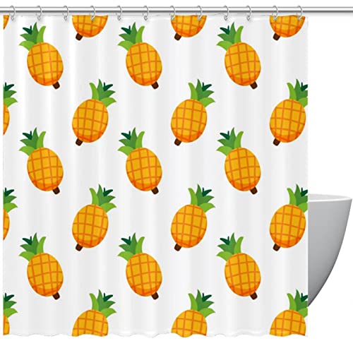 Rideau de douche ananas imperméable 152x183 cm avec anneaux pour baignoire