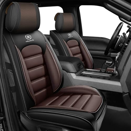 Image of Full Set Car Seat Covers for Ford F-150 F250 F-350 XL XLT STX Lariat King Ranch Platinum Raptor Seat Covers 2007-2026, Waterproof Seat Protectors(Standard 5 Seats /Black&Coffee)
